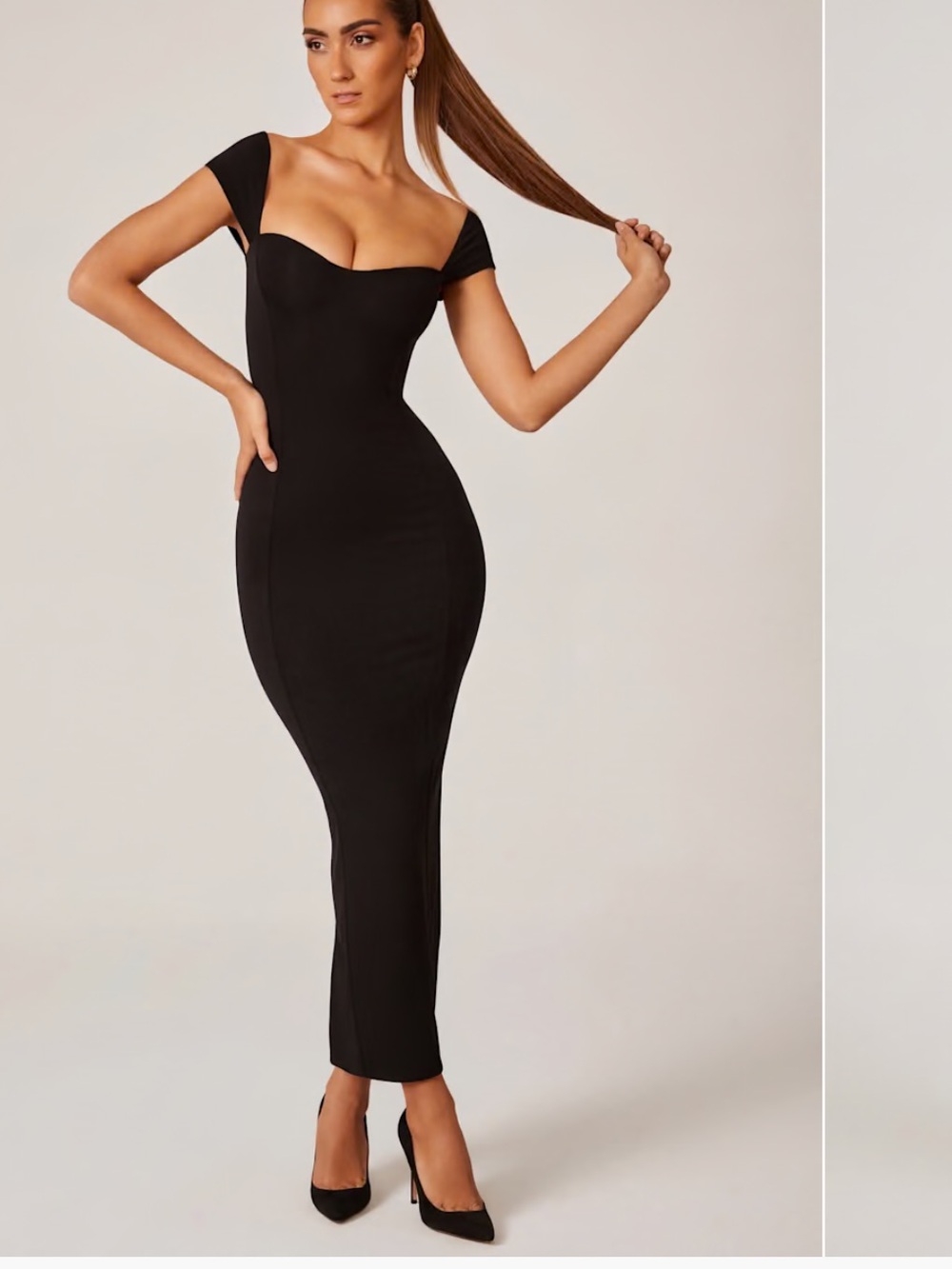 Oh Polly Black Off-Shoulder Sweetheart Maxi Dress